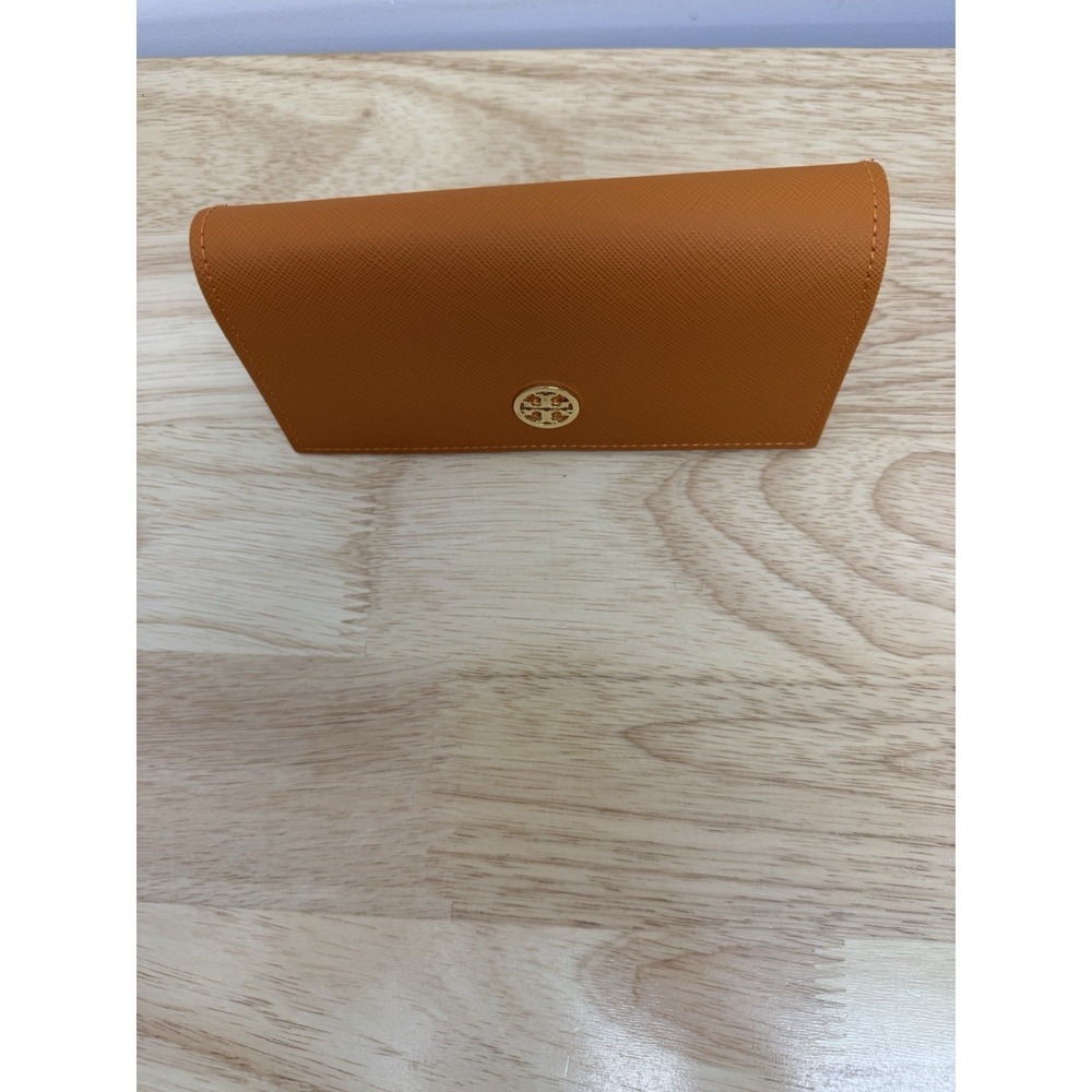Tory Burch Saffiano Leather Suede Sunglasses Orange Case 6.5" Length - Picture 2 of 5